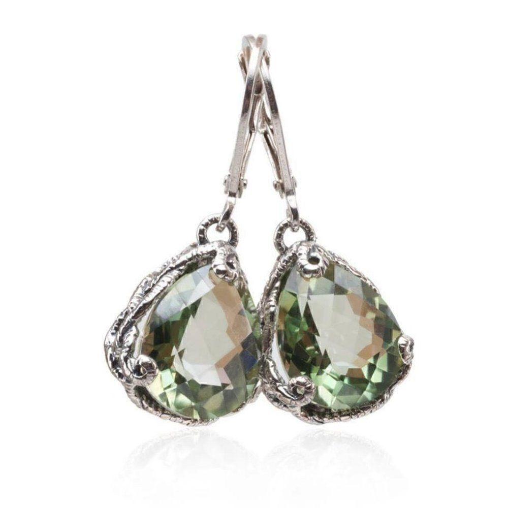 Sara Blaine/eSBe Baroque Teardrop Peridot Quartz Earrings - New